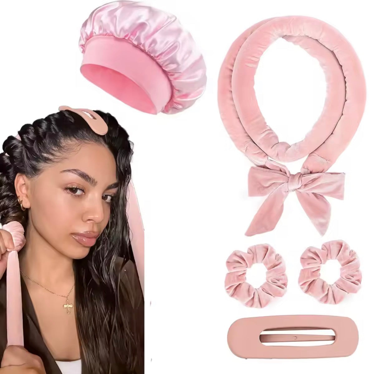 No Heat Hair Rollers Heatless Curling Rod Headband Soft Hair Curler Satin Curlers Curls Sleeping Bonnet Night Cap Styling Tools